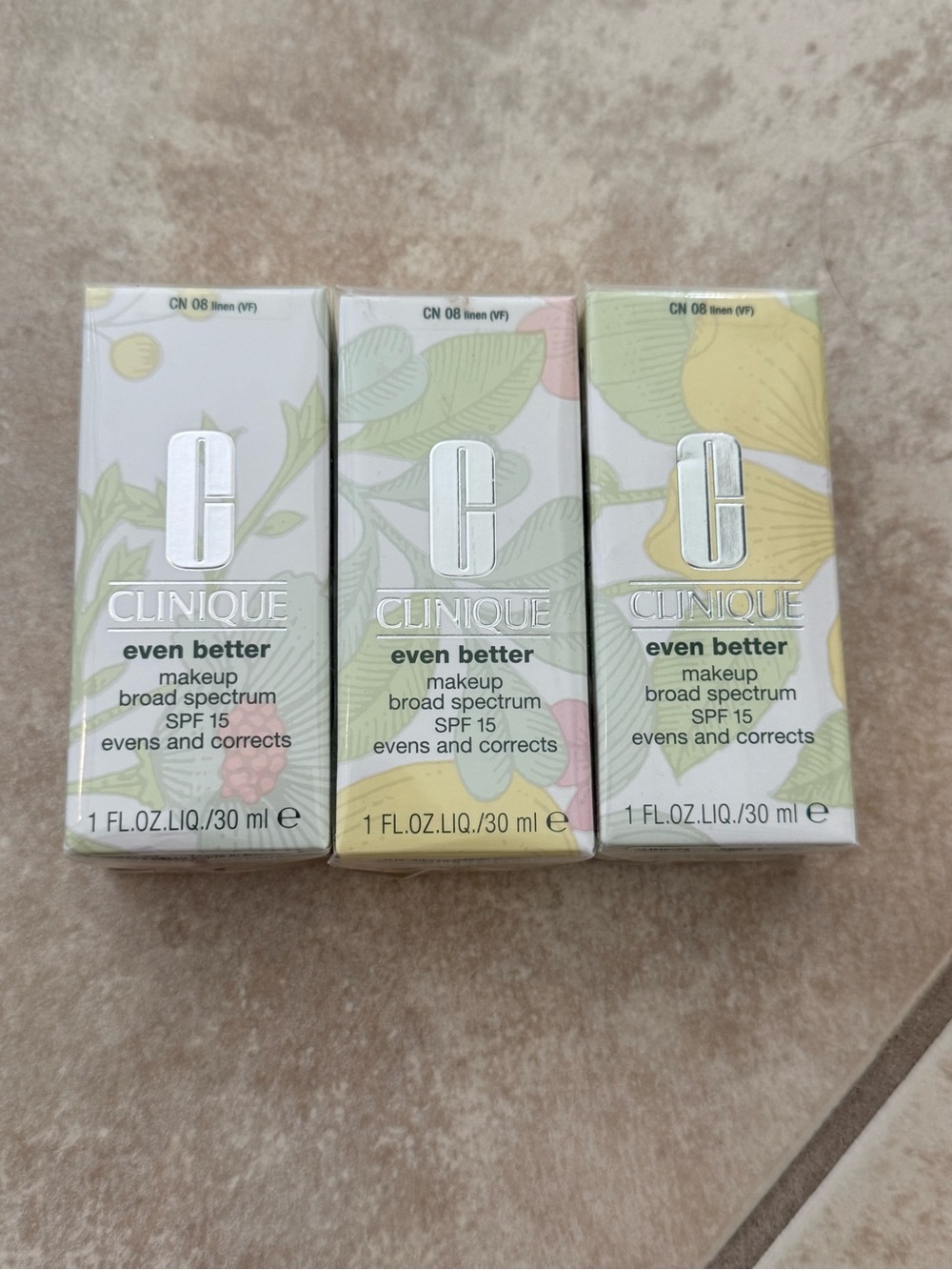 3 boxes of Clinique Even Better Makeup SPF 15 - shade Linen